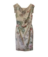 Adrianna Papell Metallic Floral Print Column Dress Size 8
