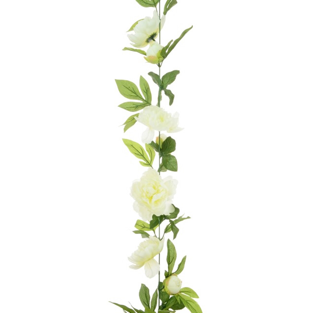 Artificial Silk Peony Garland 180cm Cream White