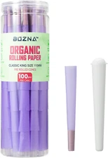 Purple Pre Rolled Cones Organic Rolling Papers with Tips - Slow Burn, Sturdy Nat