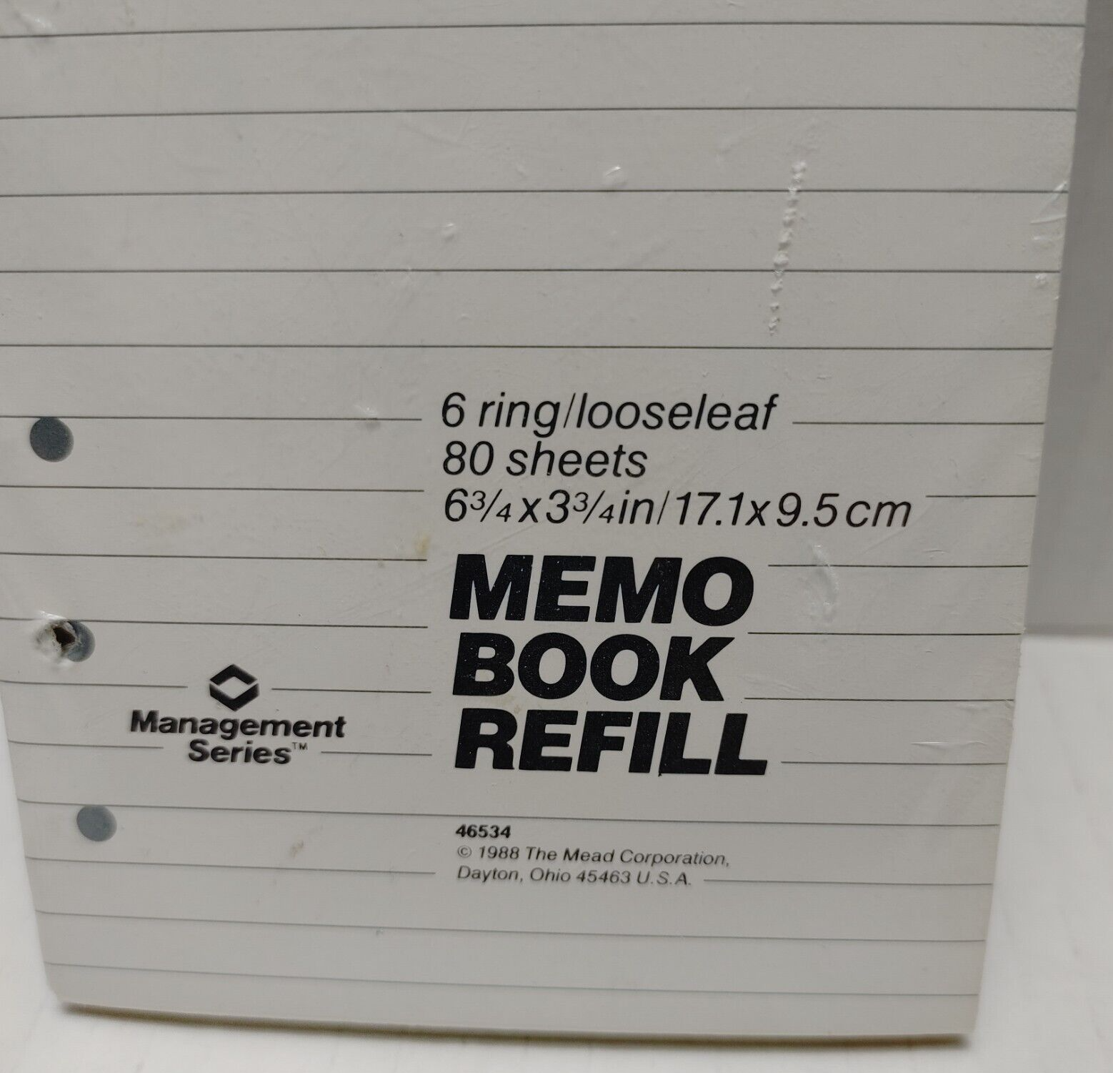 Mead Memo Book Refill 6 Ring Loose Leaf 80 Sheets 6.75"X 3.75" Lined