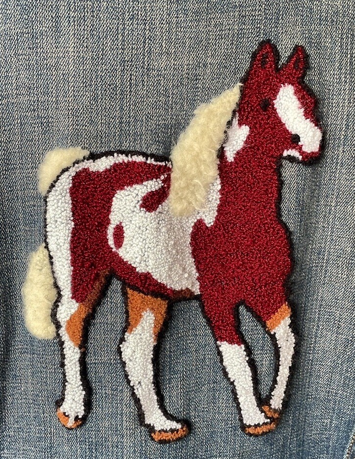 Giacca di jeans vintage con pony Shetland XXL