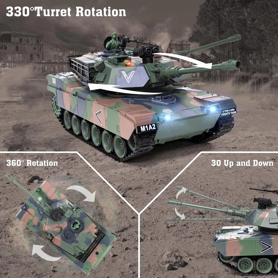 1:18 RC Tank, 2.4Ghz M1A2 Remote Control Tank Model Toys Military Toy Shoots BBS - Image 2 of 4