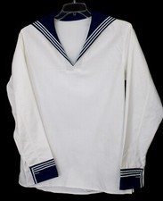 Authentic Soviet Navy Vintage 1980 Sailor Summer Shirt-Matroska Heavy Cotton