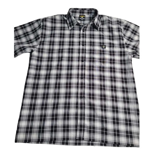 3190 Lowrider Black/White Plaid Short Sleeve Button Down Men's XL