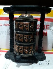 3 Lane Buddhism Tibetan Om Mani Padme Hum Mantra Copper Prayer Wheel Nepal free