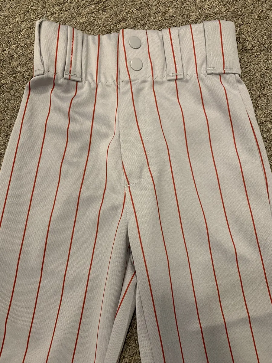 Alleson Athletic Youth Baseball Pants Size XS Gray with Red pinstripes