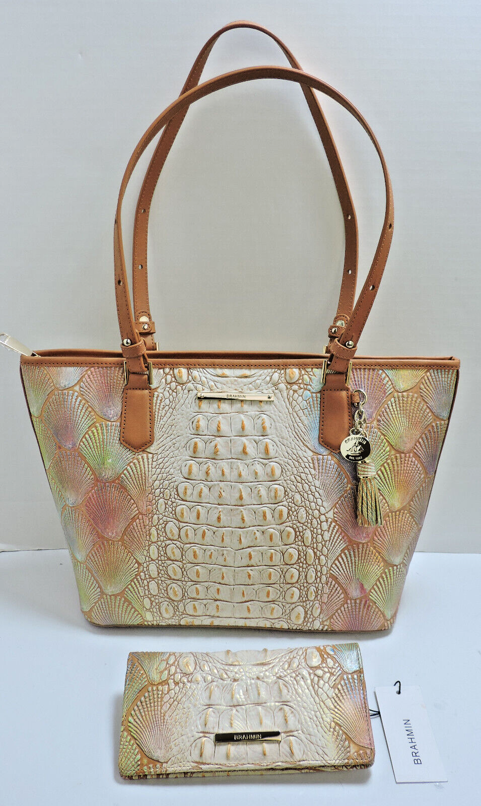 Brahmin Medium Asher Scallop Bondi Satchel with Ady Wallet New With Tags