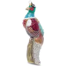 JAY STRONGWATER, PHEASANT GLASS ORNAMENT, JEWEL #SDH20104-250 MINT & BOXED!