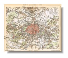 PARIS & VERSAILLES Original Antique plan 1897 FRANCE République française