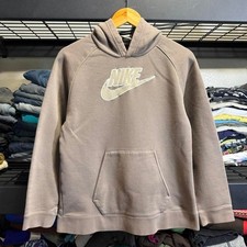 Vintage Y2K 2000's silver tag Nike brown hoodie with white logo youth size Large