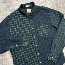 J Crew Shirt Mens Medium Green Mixed Tartan Plaid Broken In Oxford Preppy Ivy