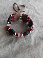 Native american style 3 row brown Buffalo bone bracelet