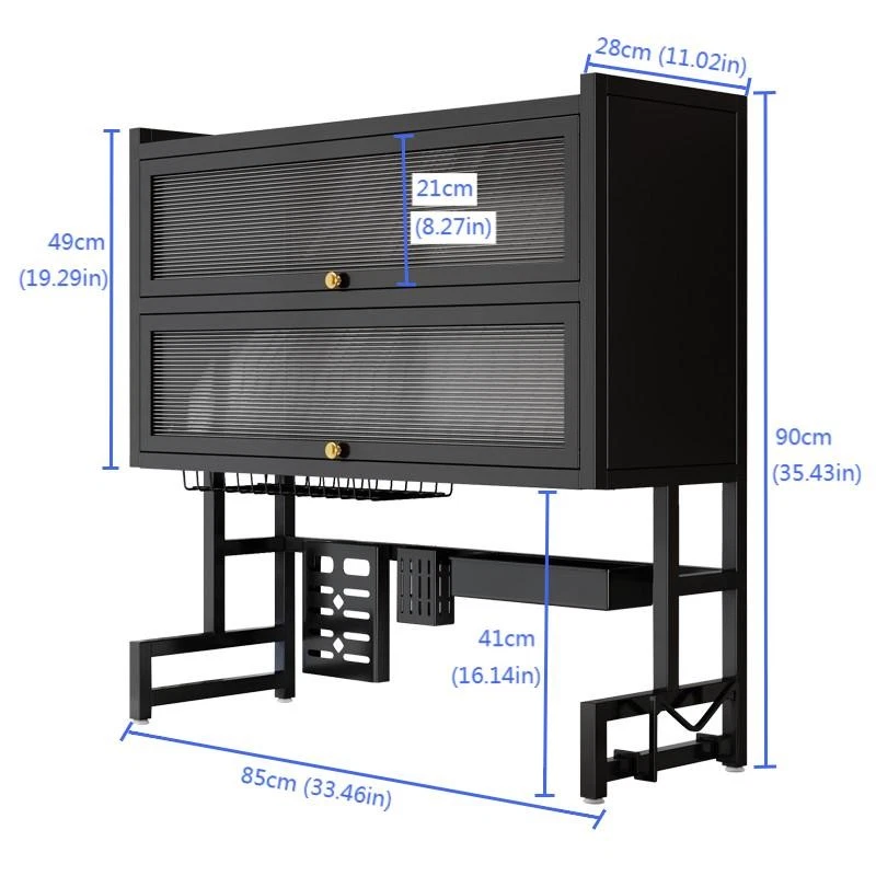 Gabinete de almacenamiento de utensilios de cocina sobre el fregadero 33,46 pulgadas 2 niveles Foto 2 de 4