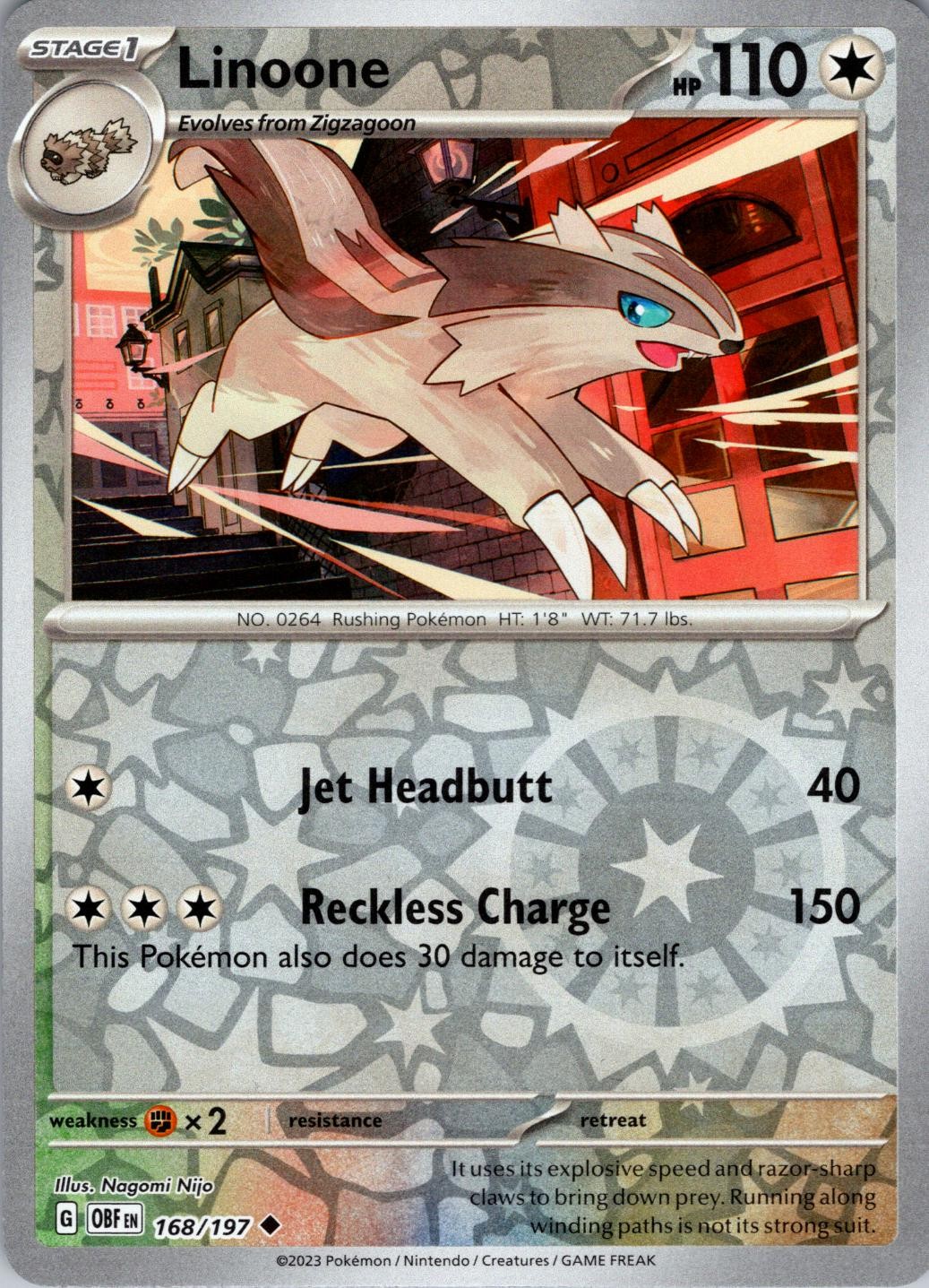 Linoone [Obsidian Flames OBF Reverse Holofoil - 168/197 NM]