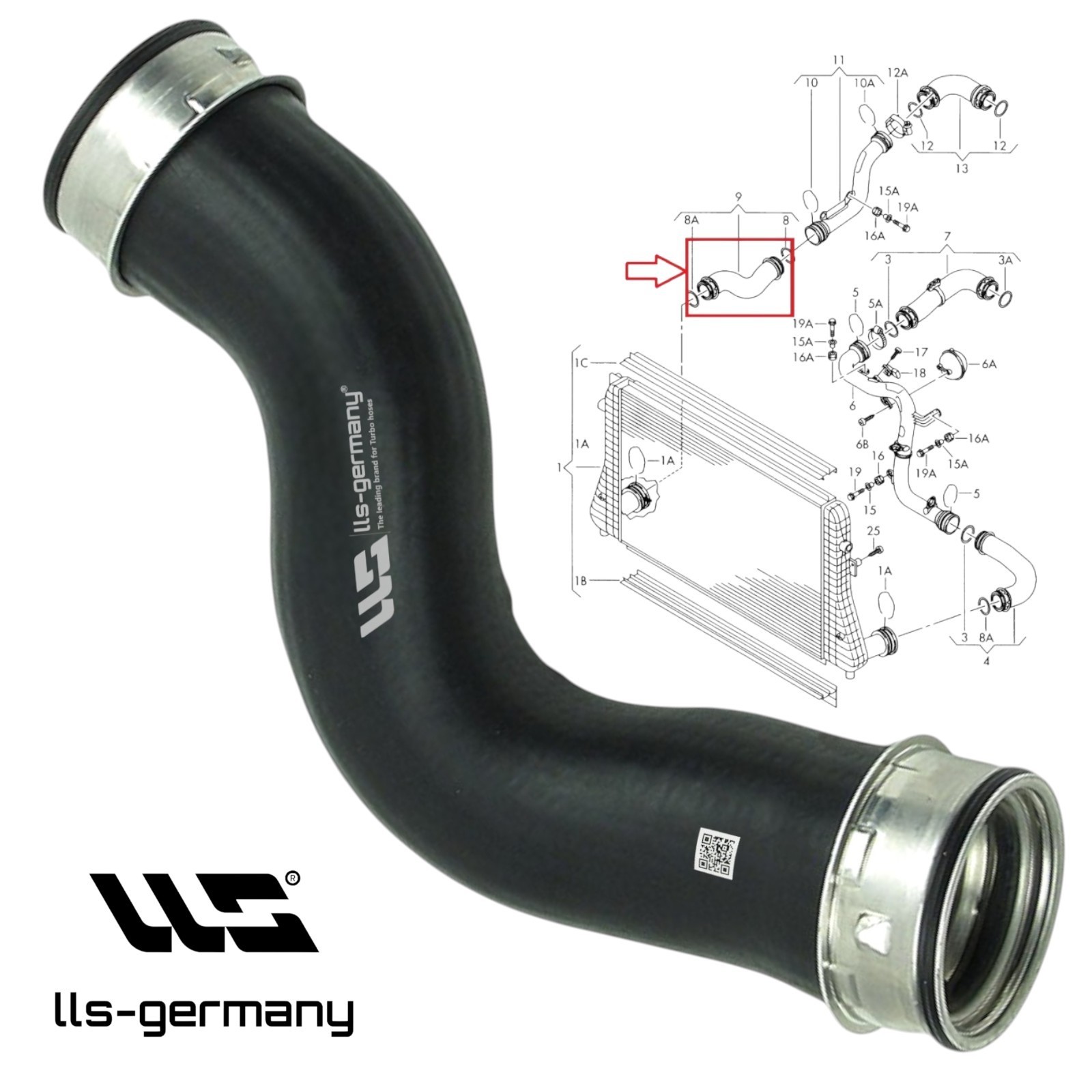 Intercooler Hose For AUDI SEAT SKODA VOLKSWAGEN 1.9 TDI 2.0 TFSI GTI 1K0145832B