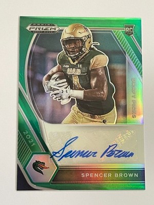 2021 Panini Prizm Draft Picks UAB Spencer Brown Green Rookie Auto #DPA-SPB