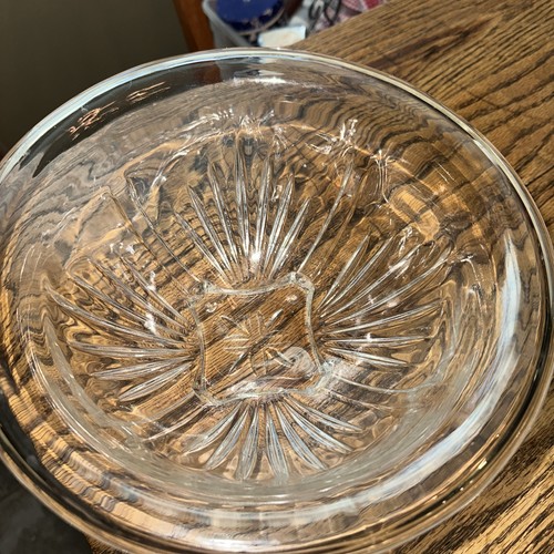 Federal Clear Glass Fan & Cross Bottom Mixing Nesting Bowl Rolled Rim Vtg 9.5” - Picture 3 of 5