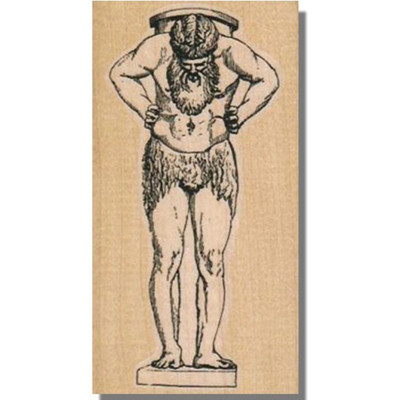 Mounted Rubber Stamp, Vintage Man With Pedestal, Carry Hold Bend People Media sm