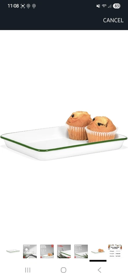 Red Co. 11" x 9" Enamelware Metal Classic 2 Quart Rectangular Serving Tray,... - Image 2 of 4