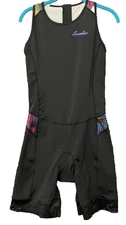 Santic Triathlon Tri Suit Woman Black Cycling Padded Comfort One Piece Sz L