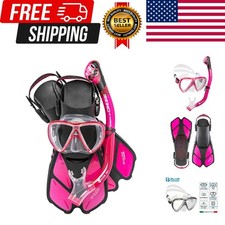 Adult Snorkel Set Mask, Dry Snorkel, Adjustable Fins - Light for Travel - Oce...