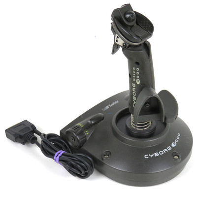 Saitek CYBORG 2000 Joystick - Vintage PC Flight Simulator Controller - TESTED