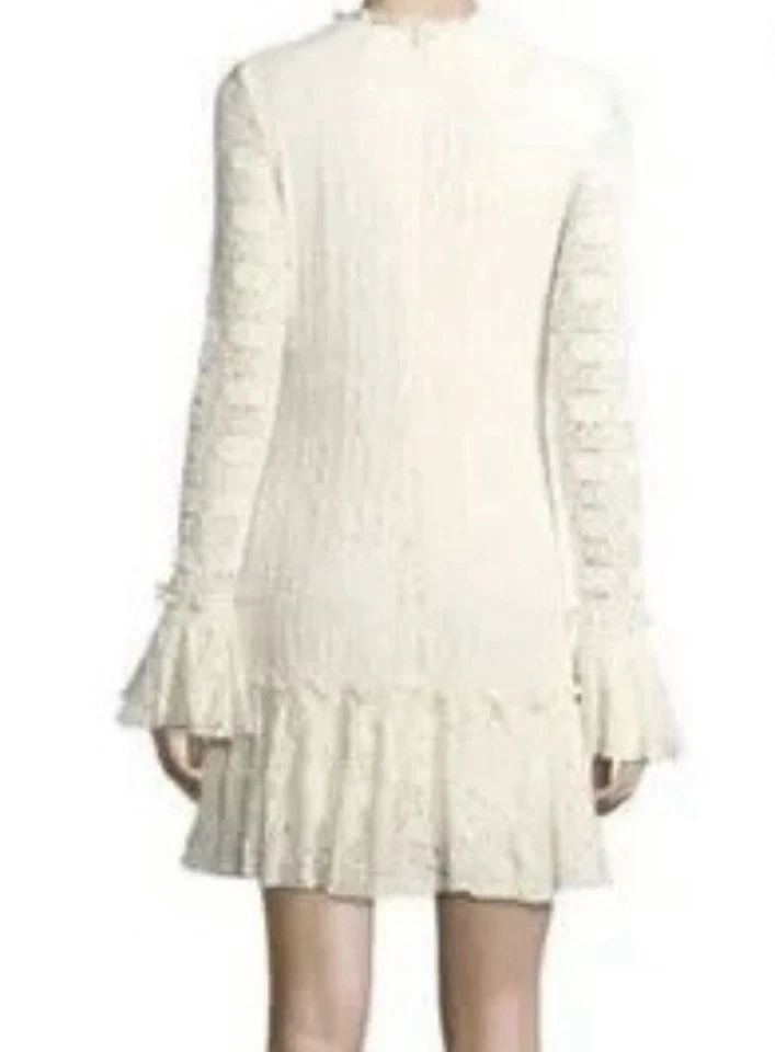 Vestido Shoshanna Manga Campana Encaje Talla 12 Volantes Dobladillo Coqueta Vacaciones Elegante $480 Foto 3 de 4