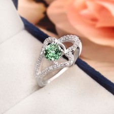 AAA Quality 6x6 MM Green Sapphire Ring, 925 Sterling Silver Engagement Ring,