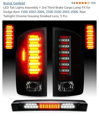 LED Tail Lights Assembly + 3rd LED Tail lights + 3rd Brake Light Smoked Lens