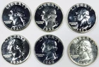 LOT OF 6 PRE-1965 PROOF SILVER WASHINGTON QUARTERS! WOW! GLOSSY STUFF! NR#G3671