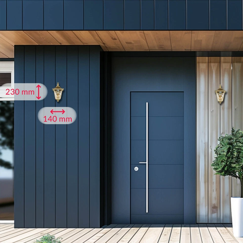 Wandleuchte Außenlampe Messing rustikal IP43 wetterfest Außenleuchte Haus Hof Ba - Bild 2 von 4