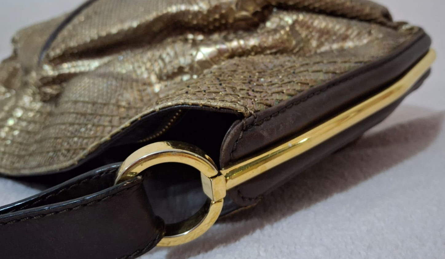 Jimmy Choo Gold-Multi Python with Brown leather t… - image 7