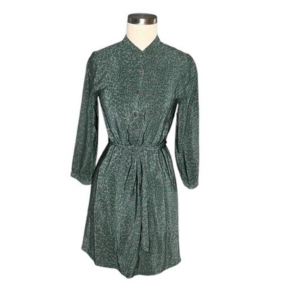 TWELFTH STREET BY CYNTHIA VINCENT for Barneys Green Gray Silk Leopard Mini Dress