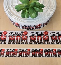 7/8 1.5" 1 YD Football MOM Grosgrain Ribbon Sports Ball Love Football