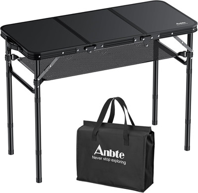 Folding Camping Table with Storage Net, 3Ft Camping Table Aluminum Folding Table