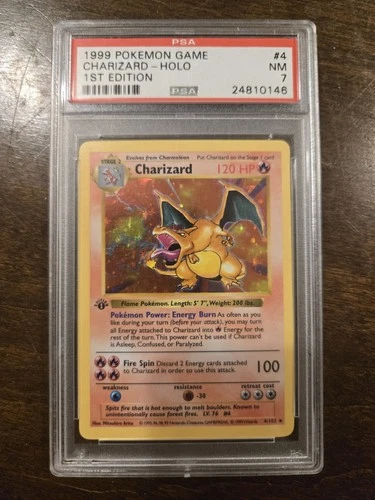 Charizard 1999 Base Set 1st Edition Shadowless Holo Pokemon Card PSA 7 NM