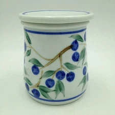 Blueberry Design Butter Bell Hand Painted Studio Art Pottery Ceramic Signed