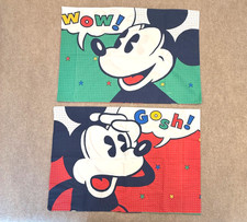 Pair Of 2 Vtg 1990s Disney Mickey Mouse Pillowcases Standard Dots Wow Gosh