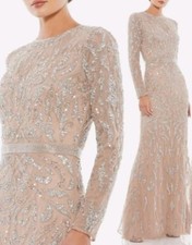Mac Duggal Women's Sequined Maxi Dress Size 6, Long Sleeve. NWT