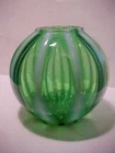 Vintage 3 1/2" Unmarked Fenton Lime Green Opalescent Rib Optic Ivy Ball Vase