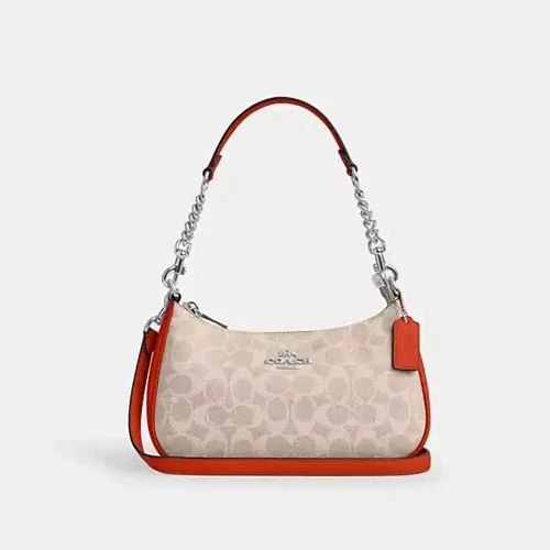 Coach Teri Borsa a tracolla in tela e pelle firmata sabbia arancione profondo (CV933) Nuova con etichette