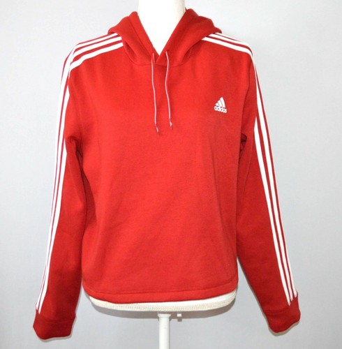 Adidas Hoodie Women's Sport Crop Red Sweatshirt Size Large