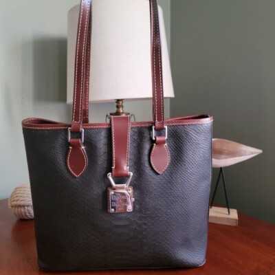 Dooney & Bourke Richmond Shopper Python Embossed Leather Tote Black Brown
