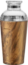 Oggi Groove Stainless Steel Double Wall Insulated Cocktail Shaker NIB Burl Wood