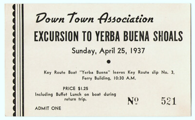 April 1937 Excursion Yerba Buena Shoals Ticket Tour Golden Gate Exposition Site