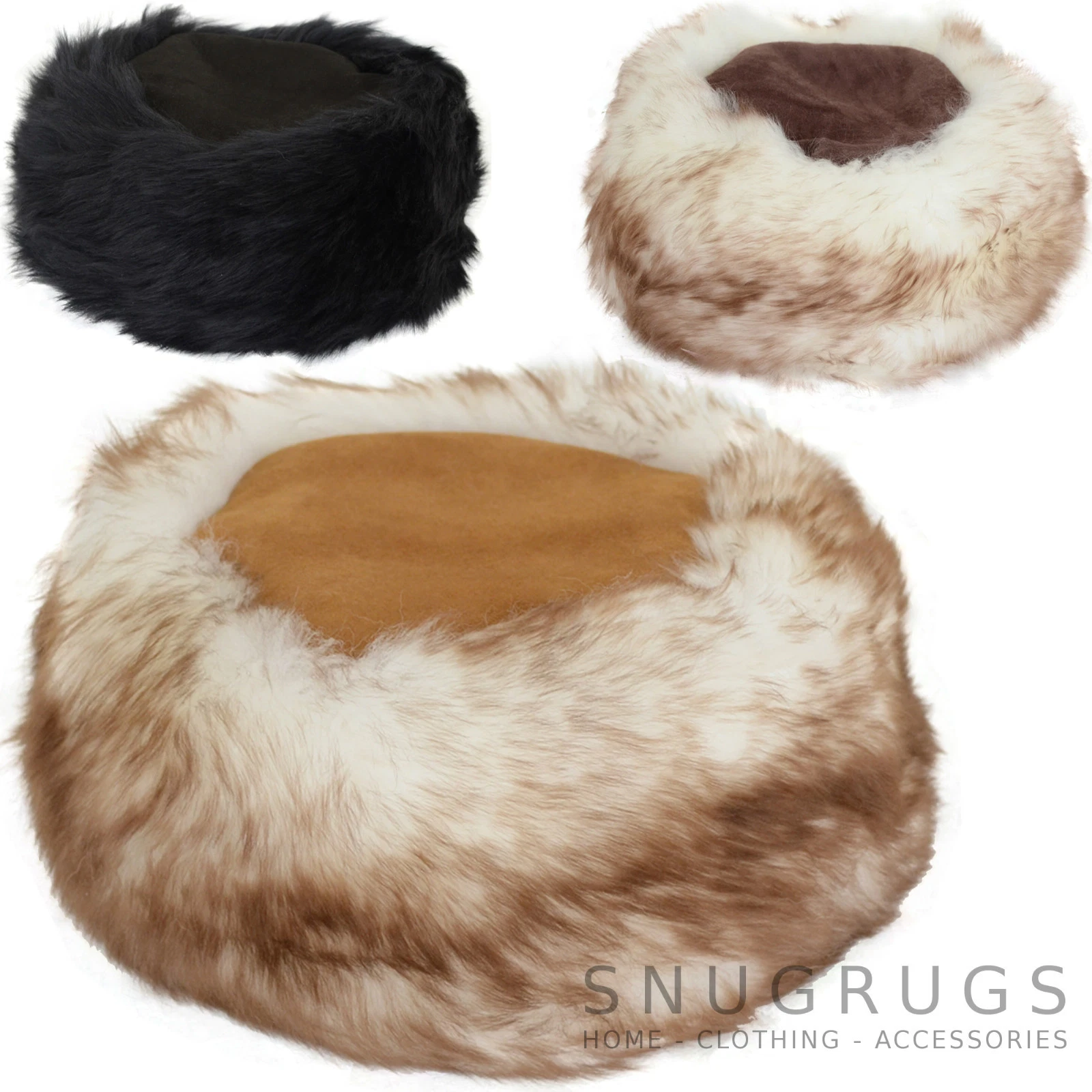 Ladies Womens Genuine Sheepskin Cossack Russian Style Hat Black Brown Natural