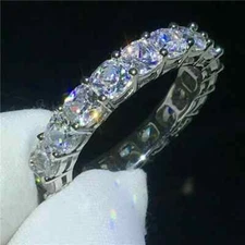 4Ct Lab Created Diamond Eternity Wedding Band Ring 18K White Gold Finish