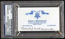 Robert J Modrzejewski signed autograph Business Card MOH Marine Corps Vietna PSA