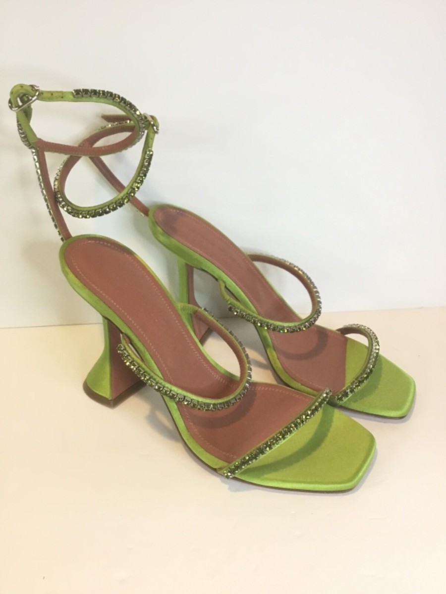 AMINA MUADDI Gilda embellished satin sandals green size 36