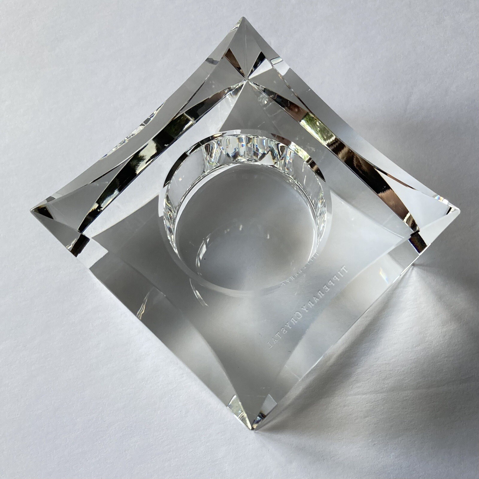 Tipperary Lead Crystal Candle Holder Tea TLight or Votive Cube Square